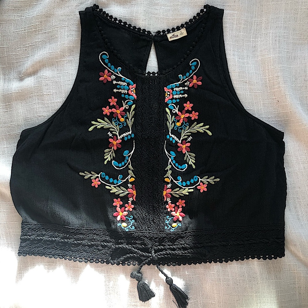 Hollister Embroidered Crop Top